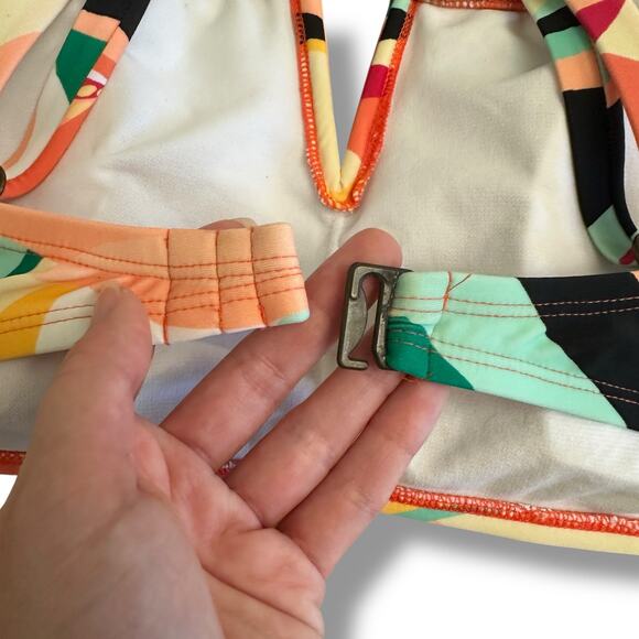 Mynah Swim Top XL Bikini Bustier V-Wire Tropical Floral Adjustable Straps - Picture 6 of 8